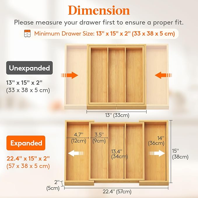 Lifewit Utensil Organizer for Kitchen Drawer, Expandable Cooking Utensil Tray - Image 2