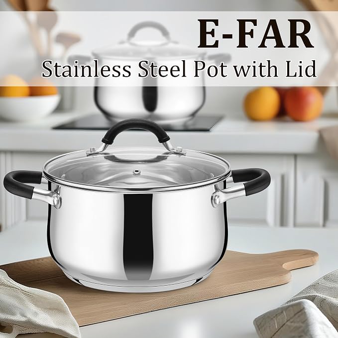 E-far 4 Quart Stockpot, Stainless Steel Pot - Image 6