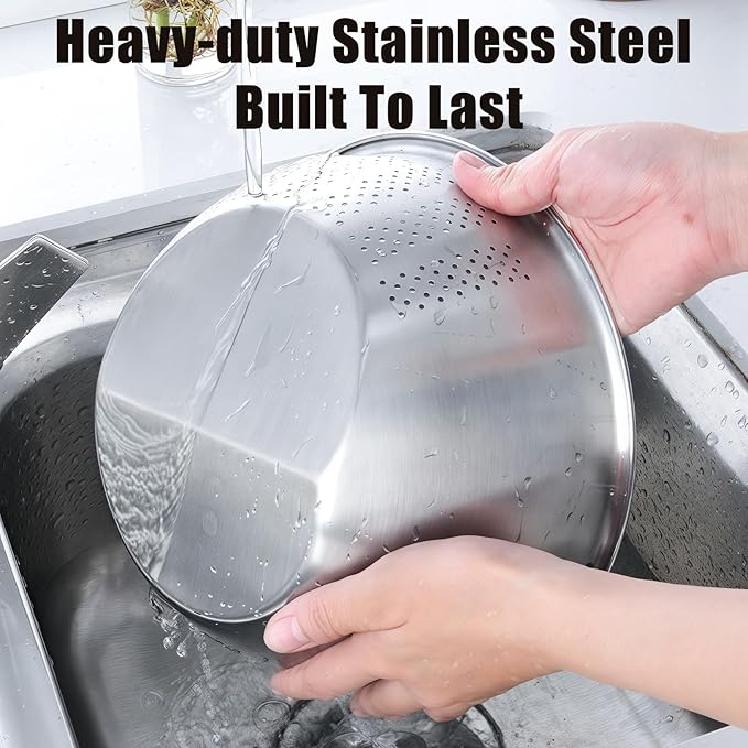 Rice Washer Strainer Bowl, Stainless Steel Quinoa Washing Bowl - Image 5