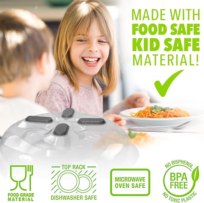 HOVER COVER Magnetic Splatter Cover, 12-Inch Clear BPA-Free Food Lid, Vented - Image 7