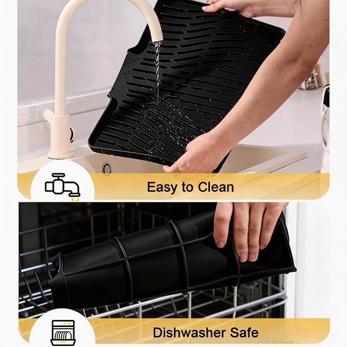Silicone Dish Drying Mat for Kitchen Counter Sink, Non-Slip dish drying Pad - Image 5