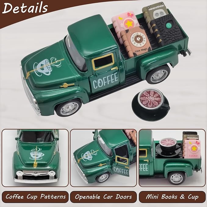 Coffee Bar Decor Vintage Mini Metal Pickup Truck Decorations - Image 4