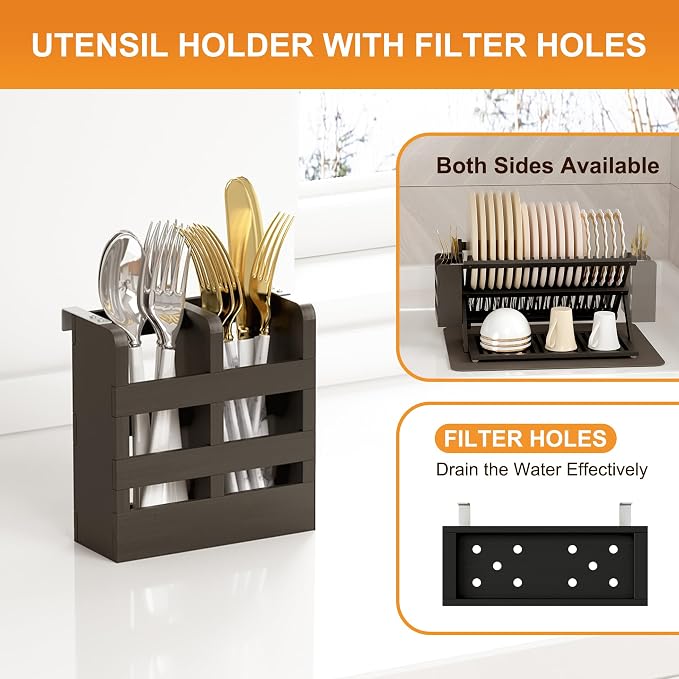 Greenual Black Bamboo Dish Drying Rack - Image 3
