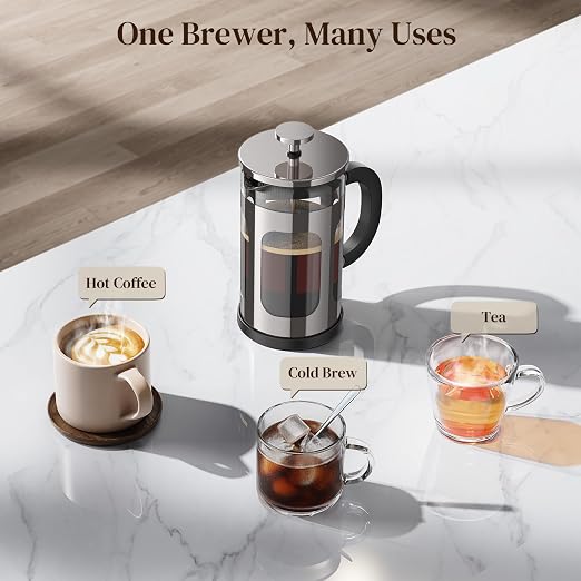 Veken French Press Coffee Maker 21oz 0.6 L, Single Serve Small Pot, Heat - Image 8