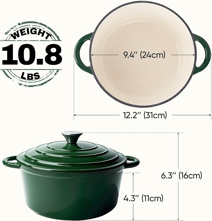 4.5 Quart Dutch Oven Pot with Lid, Non Stick Enameled Cast Iron Dutch Oven - Image 4