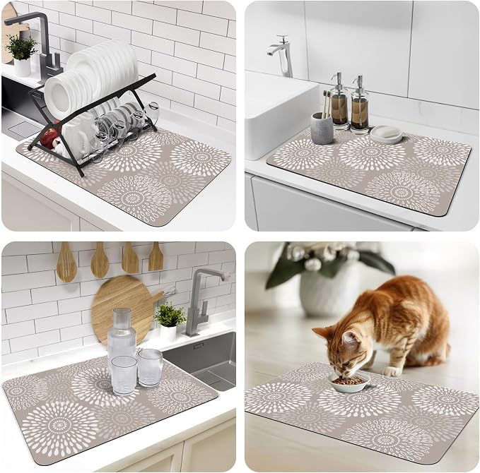 LuxStep Dish Drying Mat Super Absorbent Kitchen Counter Mat Rubber Backing - Image 7