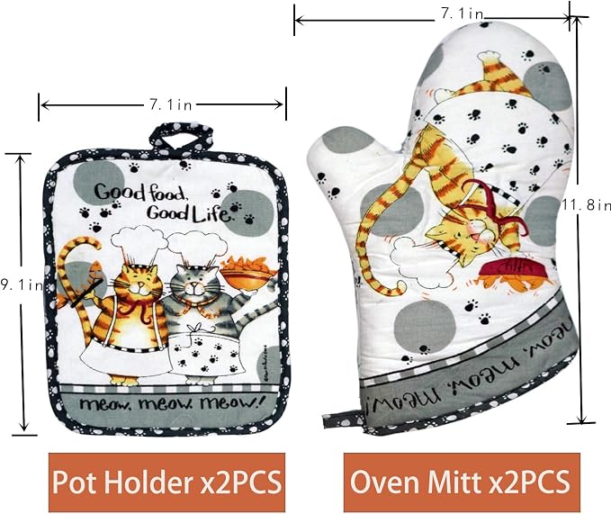 Oven Mitts and Pot Holders Sets, Funny Kitchen Oven Mitts Heat Resistant of 500 - Image 7