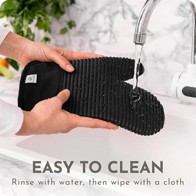 Extra Long Silicone Oven Mitts and Pot Holders Sets | Heat Resistant 500°F - Image 5