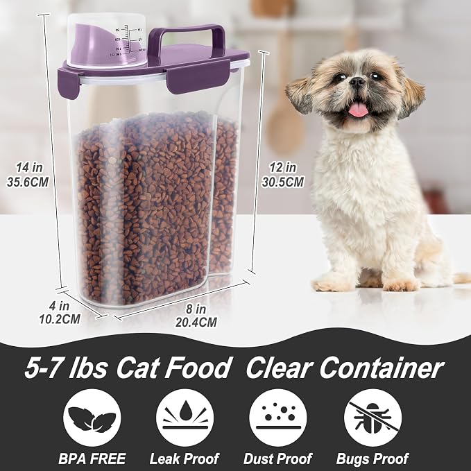 LEAWALK 5Lbs/6Qt Airtight Pet Storage Container Translucent Body, Upgraded - Image 3