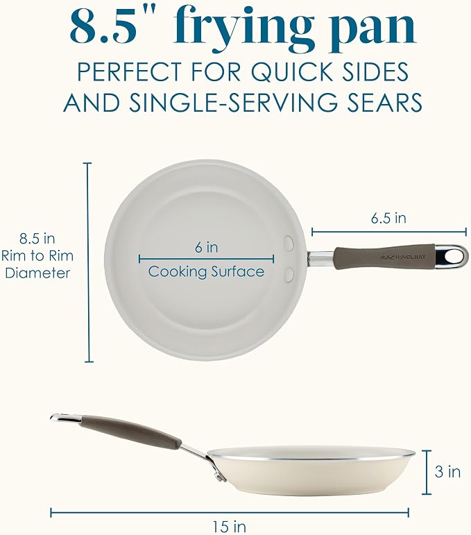 Rachael Ray Cucina Ceramic Nonstick Frying Pan/Skillet, 8.5 Inch Non Stick Open - Image 2