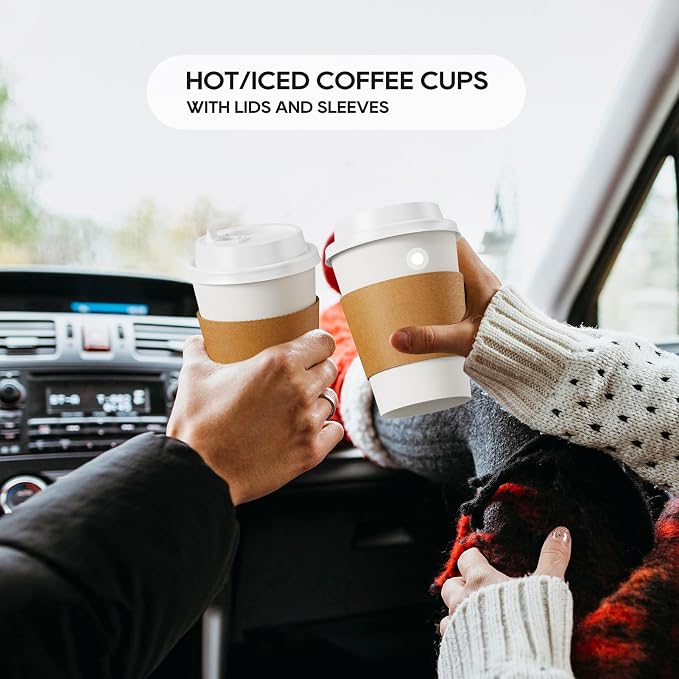 JOLLY PARTY 12 oz Paper Coffee Cups, Disposable Paper Coffee Cup - Image 5