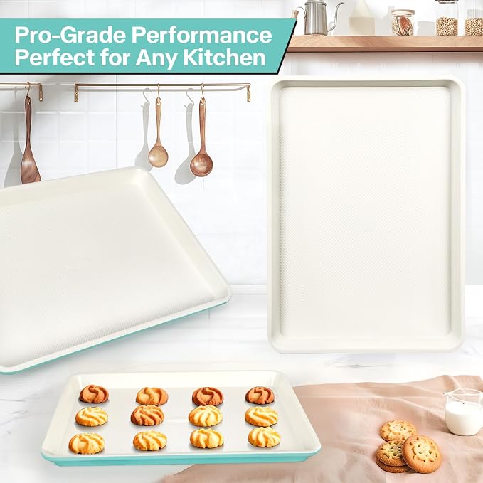 3-Pack Blue Ceramic-Coating Baking Sheet Pans, PFOA/PFOS/PTFE-Free Nonstick - Image 6
