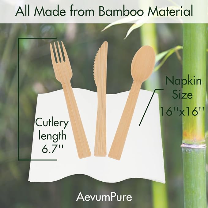 AevumPure 30 Sets Bamboo Cutlery - Image 3