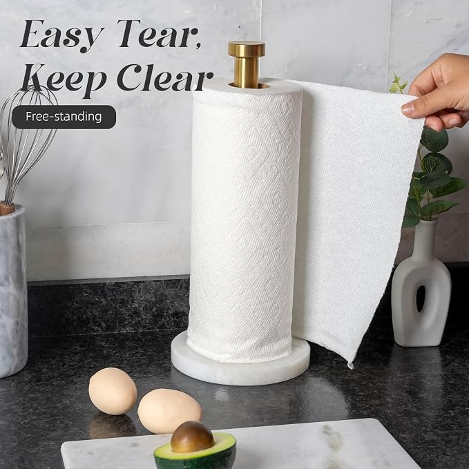 Koville African Genuine Marble Paper Towel Holder Countertop, - Image 7