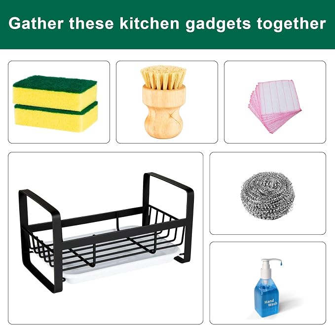 TEZZ Sponge Holder for Kitchen Sink- Stainless Steel Kitchen Sink Caddy for - Image 7