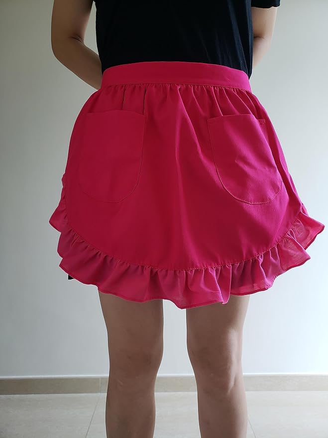Women’s Waist Aprons with White Pockets Half Server Home Waitress Vintage - Image 3