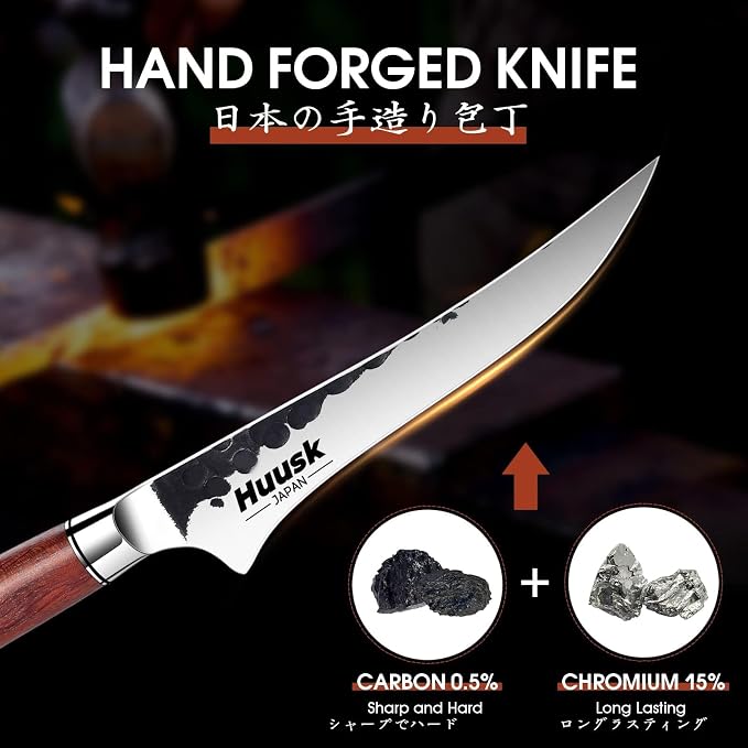 Huusk Boning Knife, Hand Forged 6" Fillet Knife, Butcher Knives Japanese - Image 2