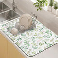 Kitchen Countertop Dish Drying Mat, Super Absorbent Coffee Bar Mat by Kuyig+Home