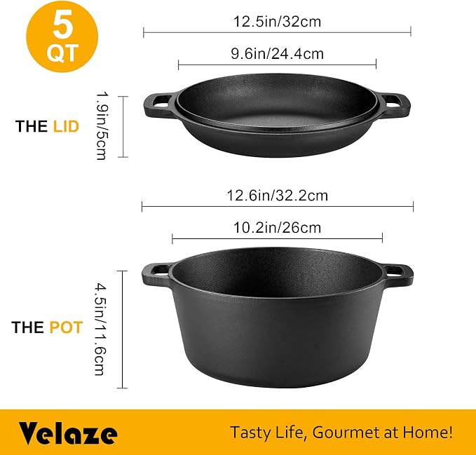 Velaze Cast Iron Dutch Oven Pot - Image 2
