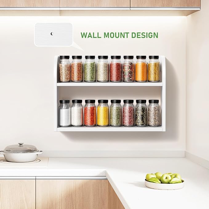 ROMGUAR CRAFT 2 Tier Bamboo Spice Rack, Countertop or Wall Mounting Wood Spice - Image 2