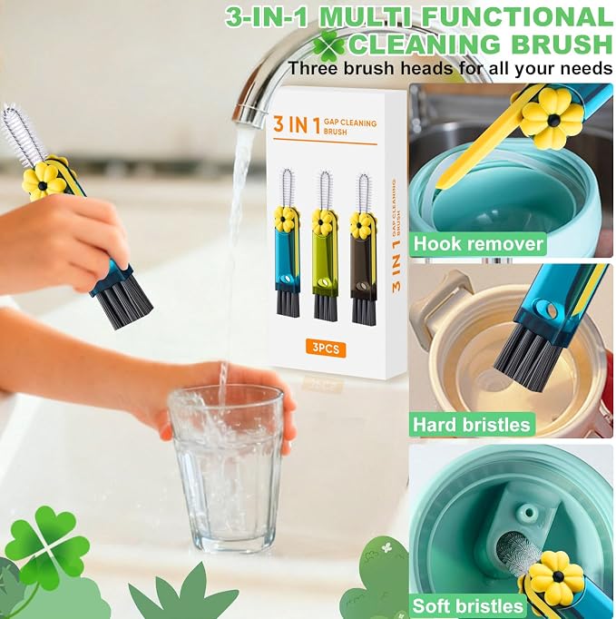 3 in 1 Cup Lid Cleaning Brush, Home Kitchen Crevice Brush, Portable Bottle - Image 4