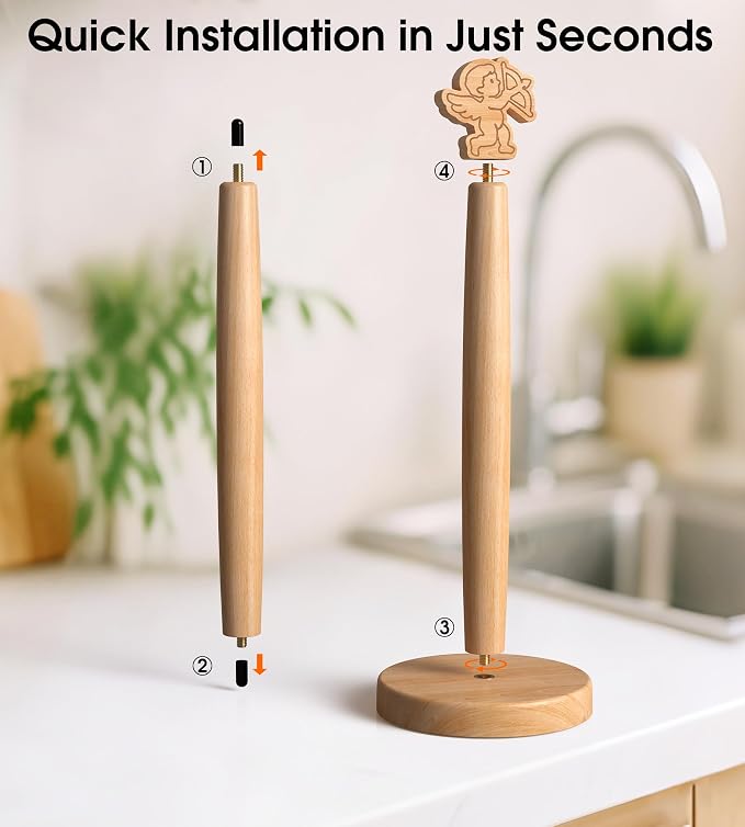 KitchLife Cute Wooden Paper Towel Holder Countertop - Image 5
