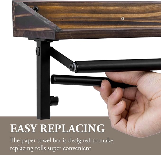 MyGift Paper Towel Holder for Kitchen, Shabby Whitewashed Wood Farmhouse Wall - Image 2
