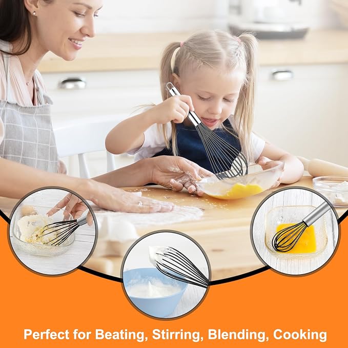 HOTEC 4 Pieces Silicone Whisks Set, Wire Balloon Whisks Egg Beater, Non-slip - Image 8