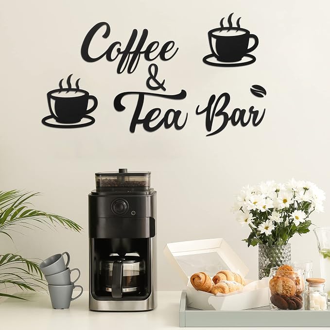 Queekay 7 Pieces Coffee Bar Sign Rustic Wall Decor Art Wooden Sign - Image 3