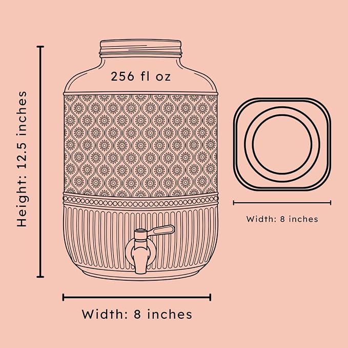 Godinger Drink Dispenser 2 Gallon, Large Glass Water Dispenser - Image 4
