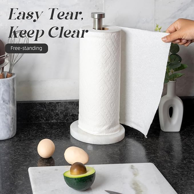 Koville African Genuine Marble Paper Towel Holder Countertop, - Image 4