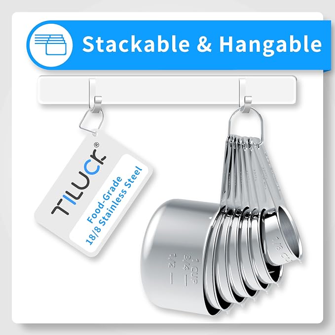 TILUCK Stainless Steel Measuring Cups & Spoons Set, Coffee Scoop Spoon - Image 4