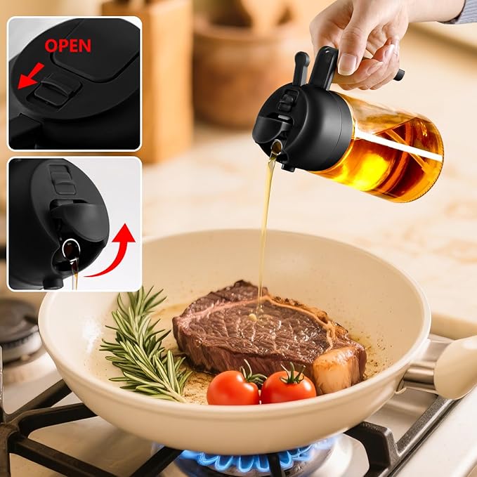 SWEET VIEW 2PCS Oil Sprayer for Cooking, 16oz/470ml Glass Oil Dispenser/Pour - Image 4