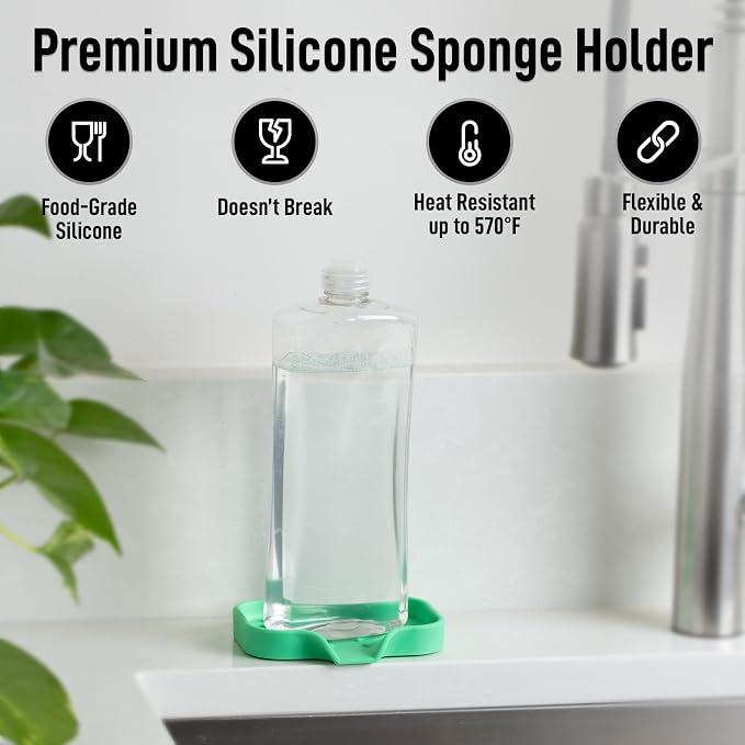 Zulay Kitchen Small Silicone Sponge Holder – Space-Saving Sink Organizer Tray - Image 2