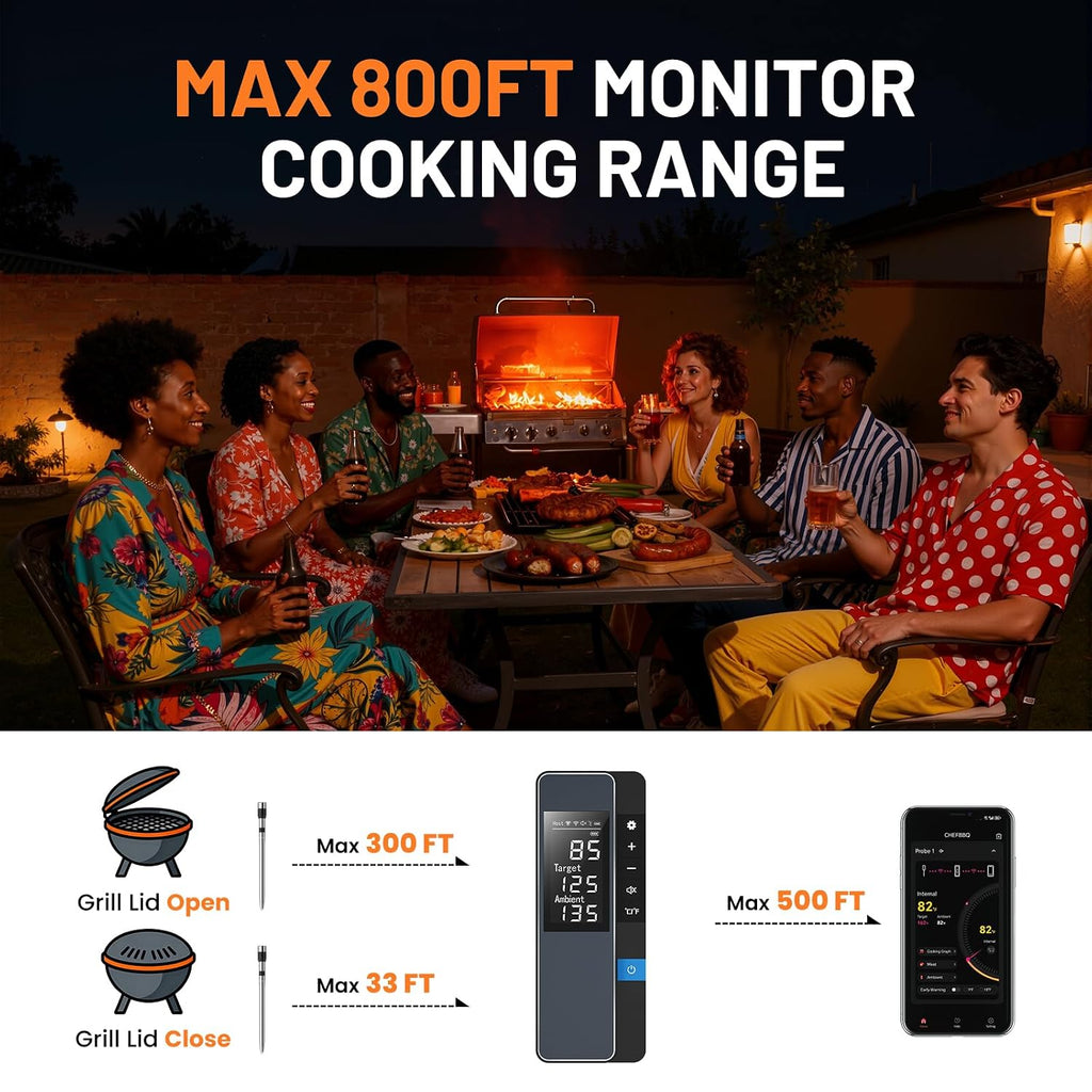 Smart Bluetooth Wireless Meat Thermometer, Digital Smart Base, 1 Probe