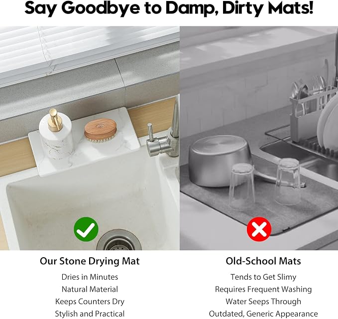 2PCS 10"x 5" Large Bathroom Sink Vanity Trays, Water Absorbing Diatomite Stone - Image 2