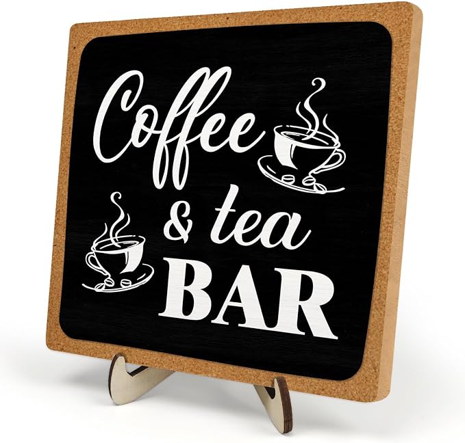 Coffee Bar Decor Sign, Rustic Wooden Plaque Coffee Sign by DMADNF