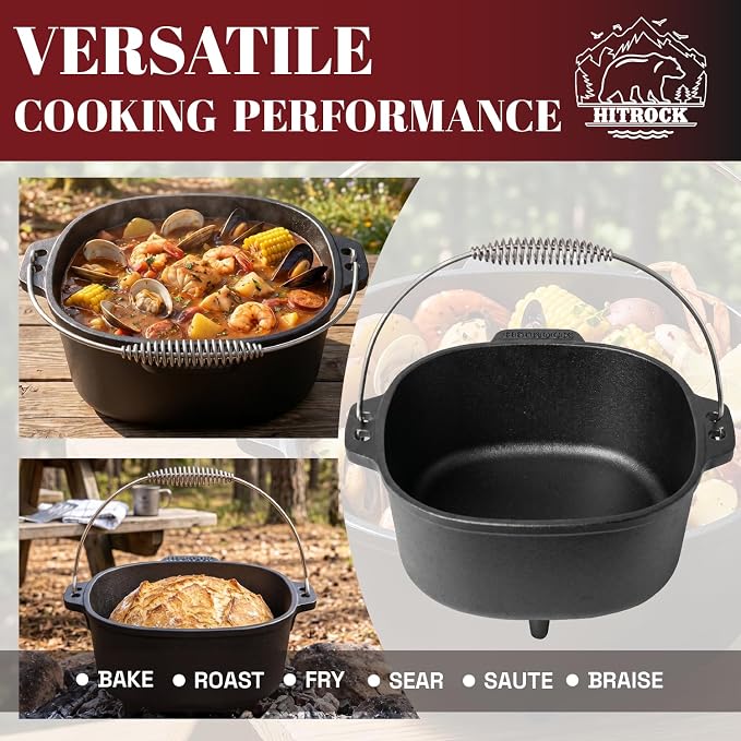 HITROCK Cast Iron Camp Dutch Oven - Image 5
