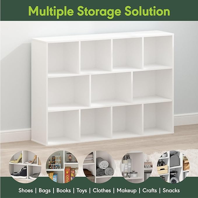 Furinno LUDER Book Shelf, 11-Cube Bookshelf, Reversible Bookcase, 9.4 x 29.1 x - Image 8