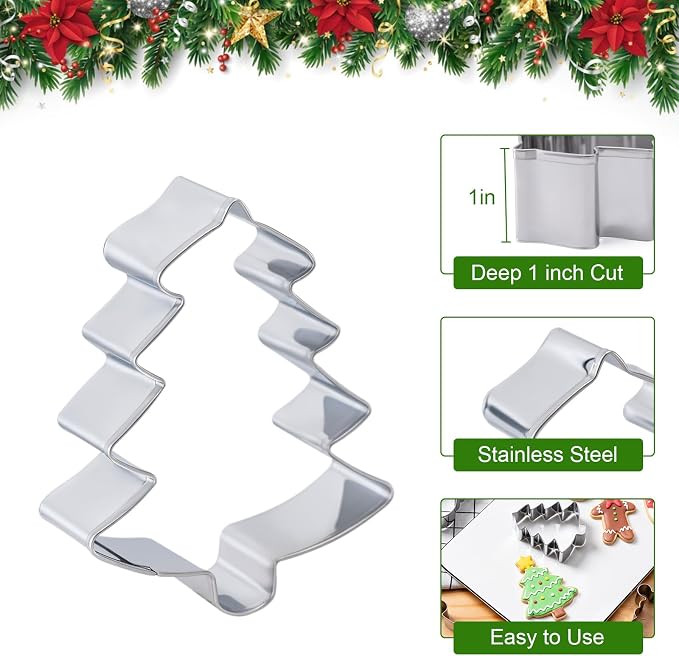 Husfunov Christmas Cookie Cutters Set 6 Pieces, Stainless Steel Metal Cutter - Image 3