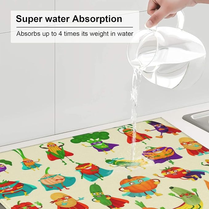 Vegetable Superhero Cartoon Dish Drying Mats - Image 4