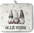 Winter Gnome Dish Drying Mat for Kitchen Counter 16x18 Christmas Snowflakes by Kwlegh