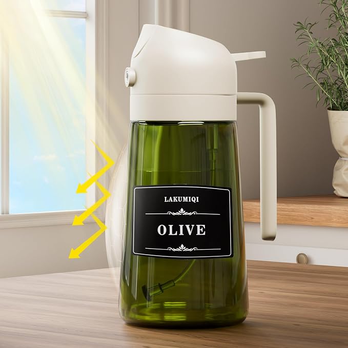 LAKUMIQI 2 in 1 Oil Sprayer for Cooking, 16oz Olive Oil Dispenser Bottle for - Image 2