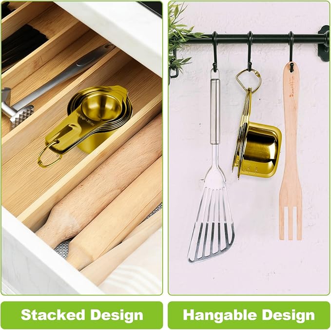 7 Pcs Gold Measuring Cups Stainless Steel, Nesting Metal Measuring Cups - Image 4