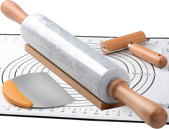 18.5 inches Marble Rolling Pin, Large Non-Stick Dough Roller, by aisiming