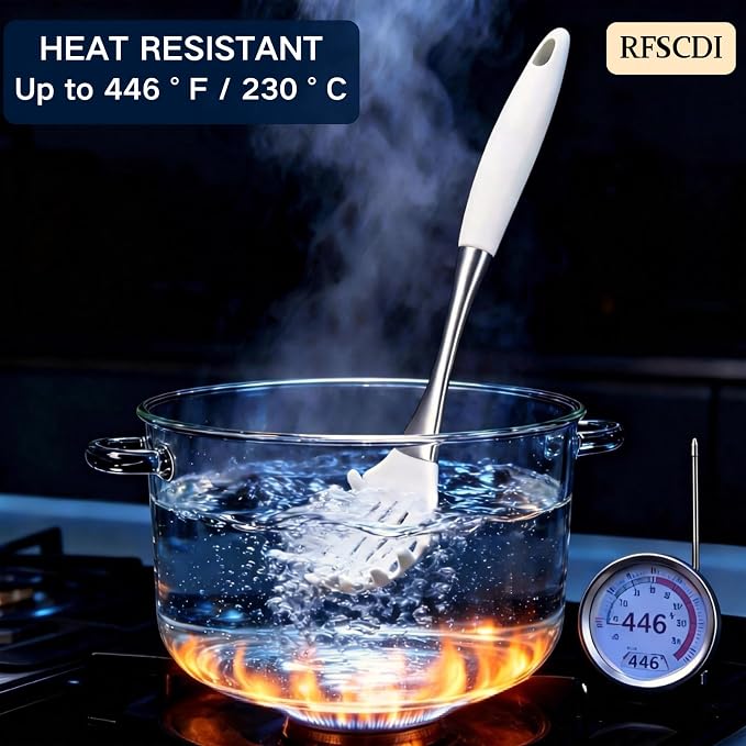 White Silicone Cooking Utensils Set-Non-Toxic, Heat Resistant, BPA Free Kitchen - Image 3