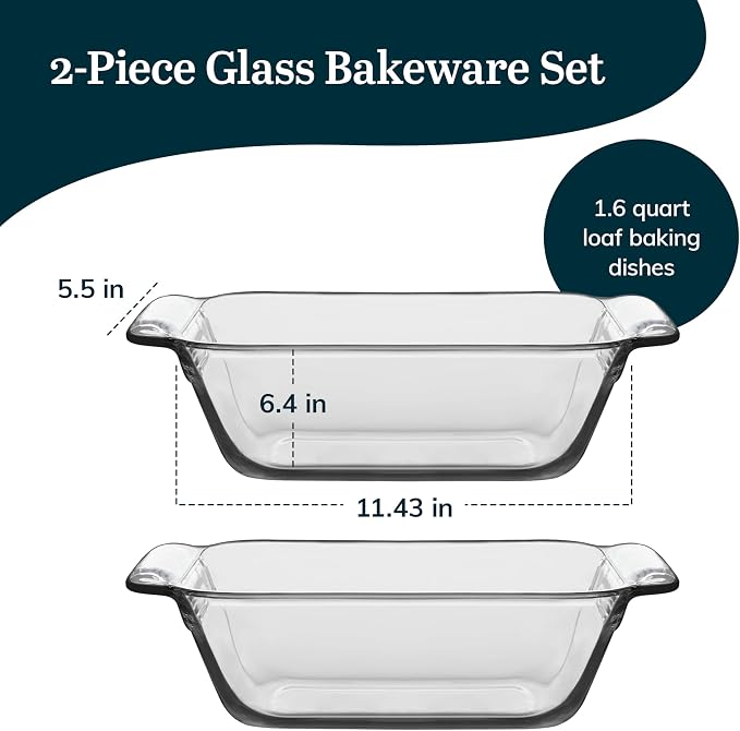 Libbey Baker’s Premium 2 Piece Glass Baking Dish Set, Space Saving Glass - Image 3