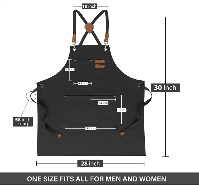 RUVANTI Work Aprons for Men, Oil & Water Repellent, PolyCotton Cross Back - Image 5