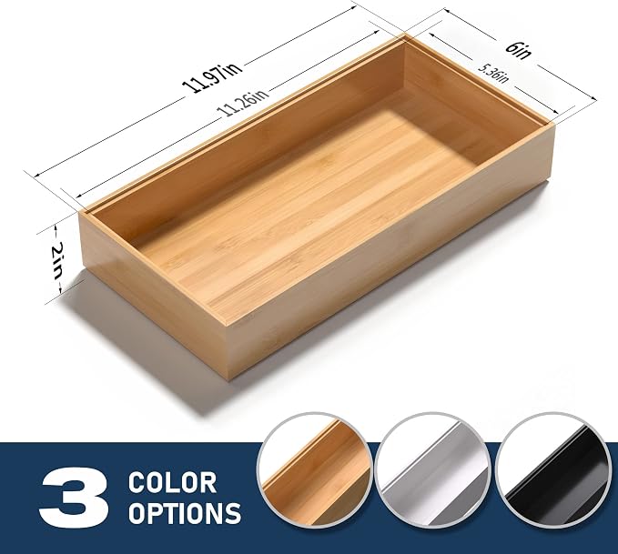 VeyFey Silverware Tray for Drawer, Stackable Kitchen Bamboo Drawer Organizer - Image 6