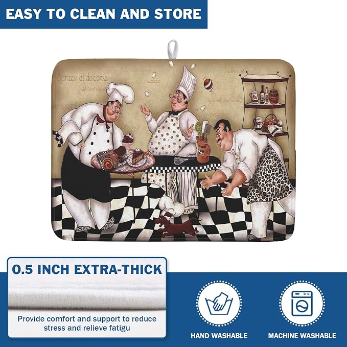 Fat Chef Dish Drying Mat For Kitchen Counter 18x24 Inch Microfiber Absorbent - Image 5